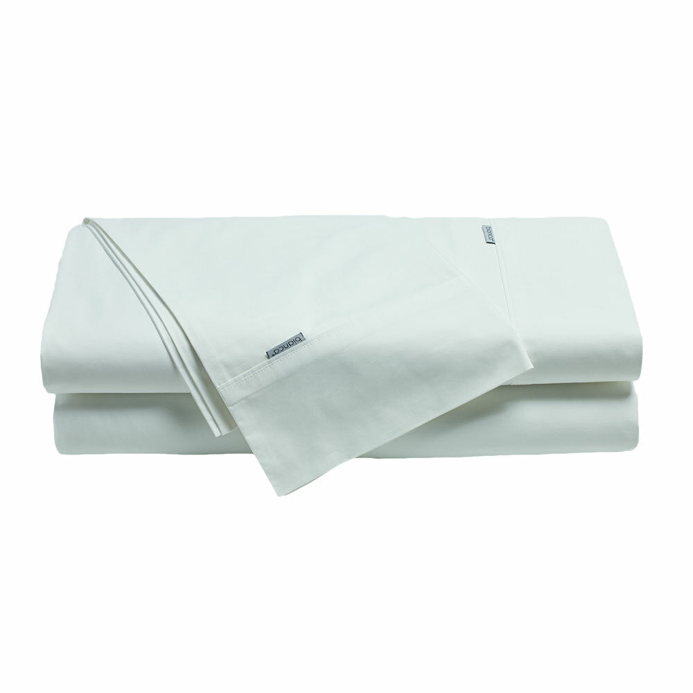 Heston 100% Cotton Percale Sheet Set 300TC White | Split Queen Bed
