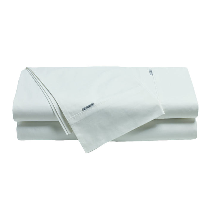 Heston 100% Cotton Percale Sheet Set 300TC White | Queen Bed 50cm