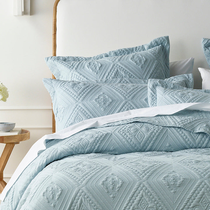 Aspen Sky Blue Bedspread Set | King Bed