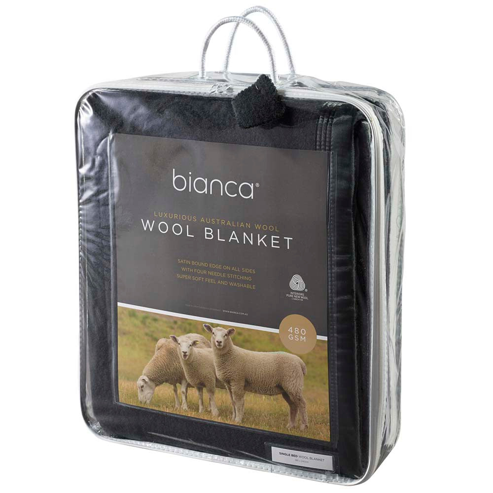 Charcoal 100% Australian Wool Blanket | Double Bed