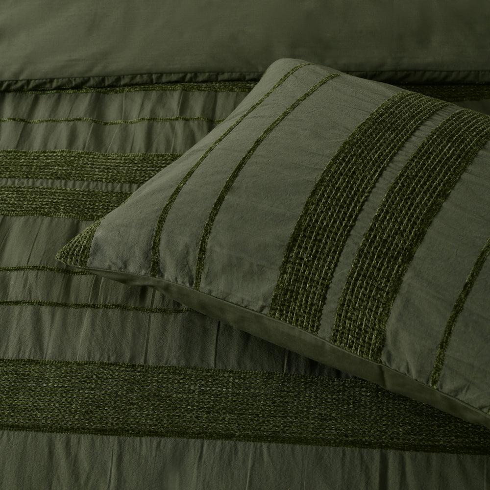 Bianca Avery Forest Green Quilt Cover Set Detail | My Linen