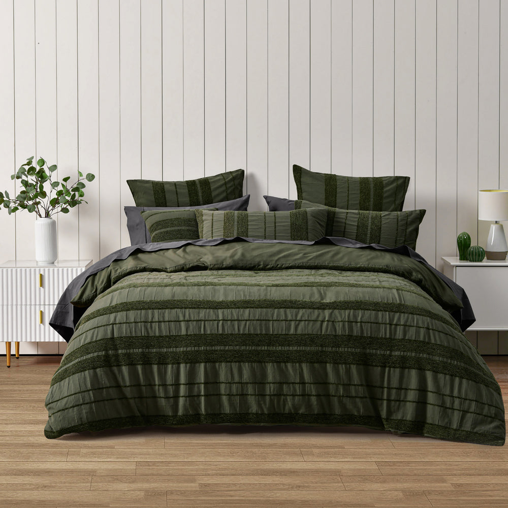 Bianca Avery Forest Green Quilt Cover Set | My Linen