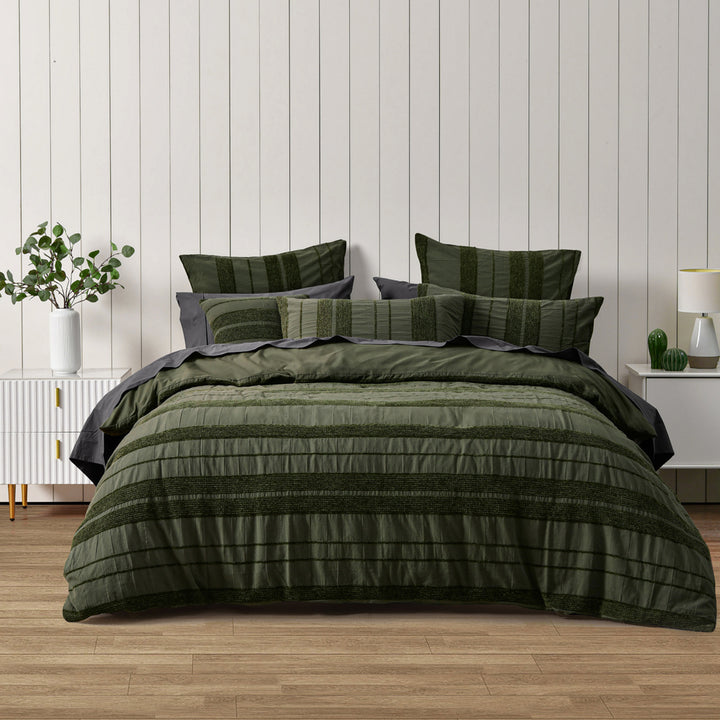 Bianca Avery Forest Green Quilt Cover Set | My Linen