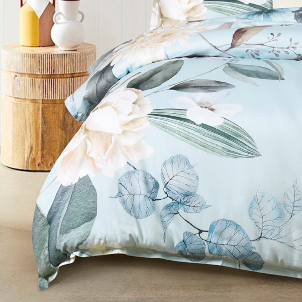 Azura Blue Quilt Cover Set | Queen Bed