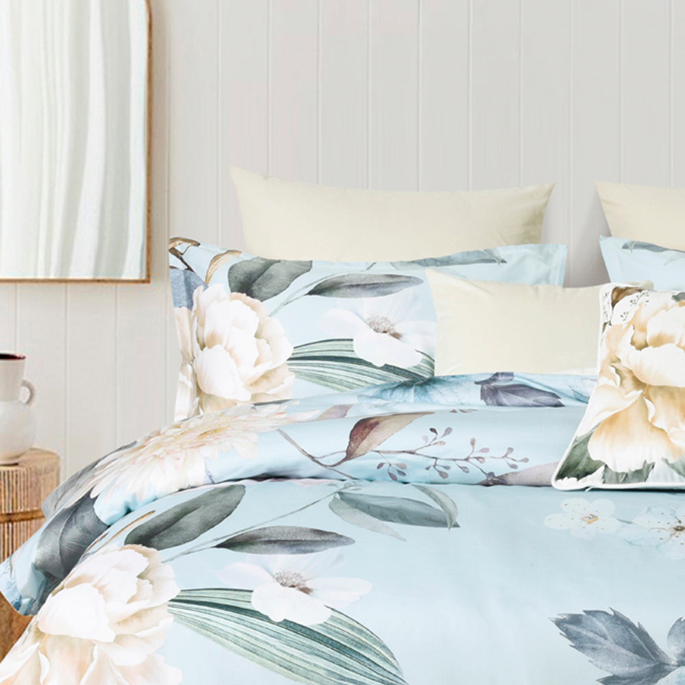 Azura Blue Quilt Cover Set | Queen Bed