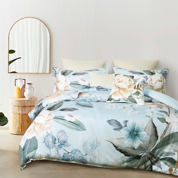 Azura Blue Quilt Cover Set | Queen Bed