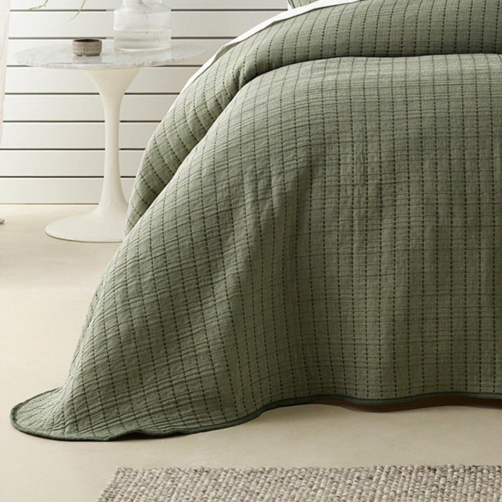 Bari Green Bedspread Set | Queen Bed