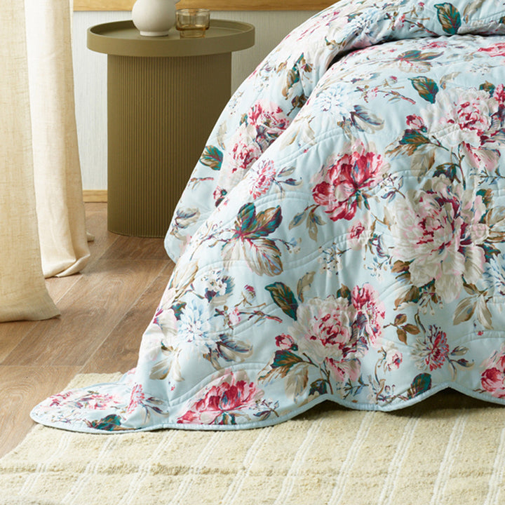 Charlene Blue Bedspread Set | Queen Bed