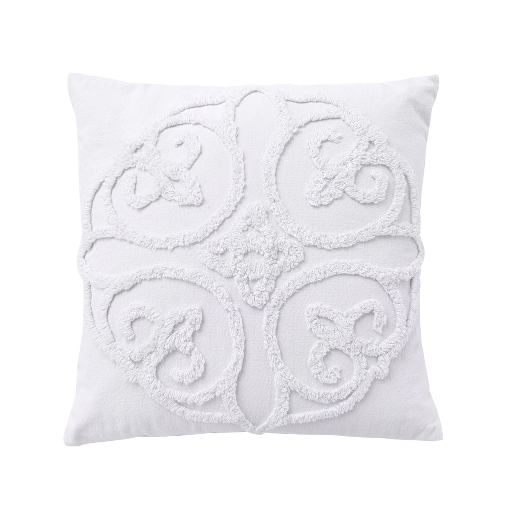 Ella White Square Filled Cushion