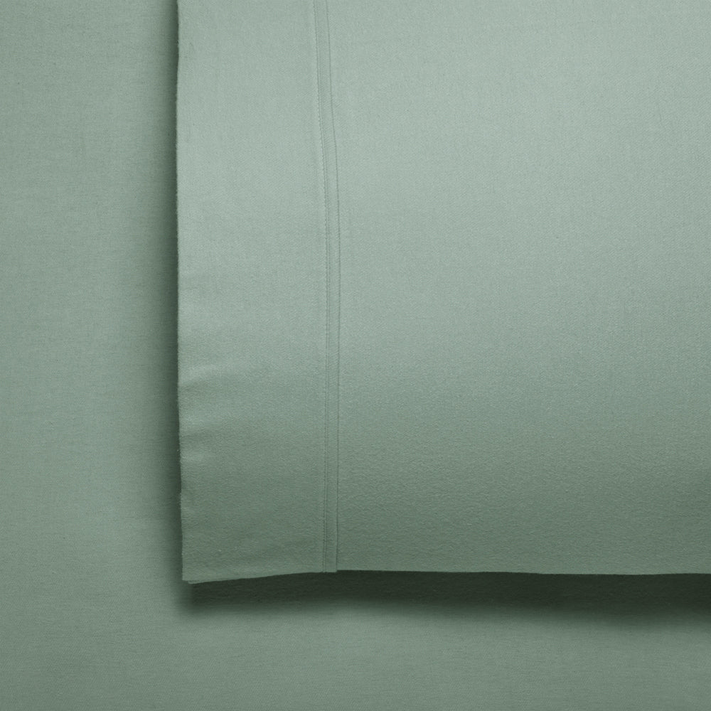 Fletcher Cotton Flannelette Sheet Set Sage | Queen 50cm Bed