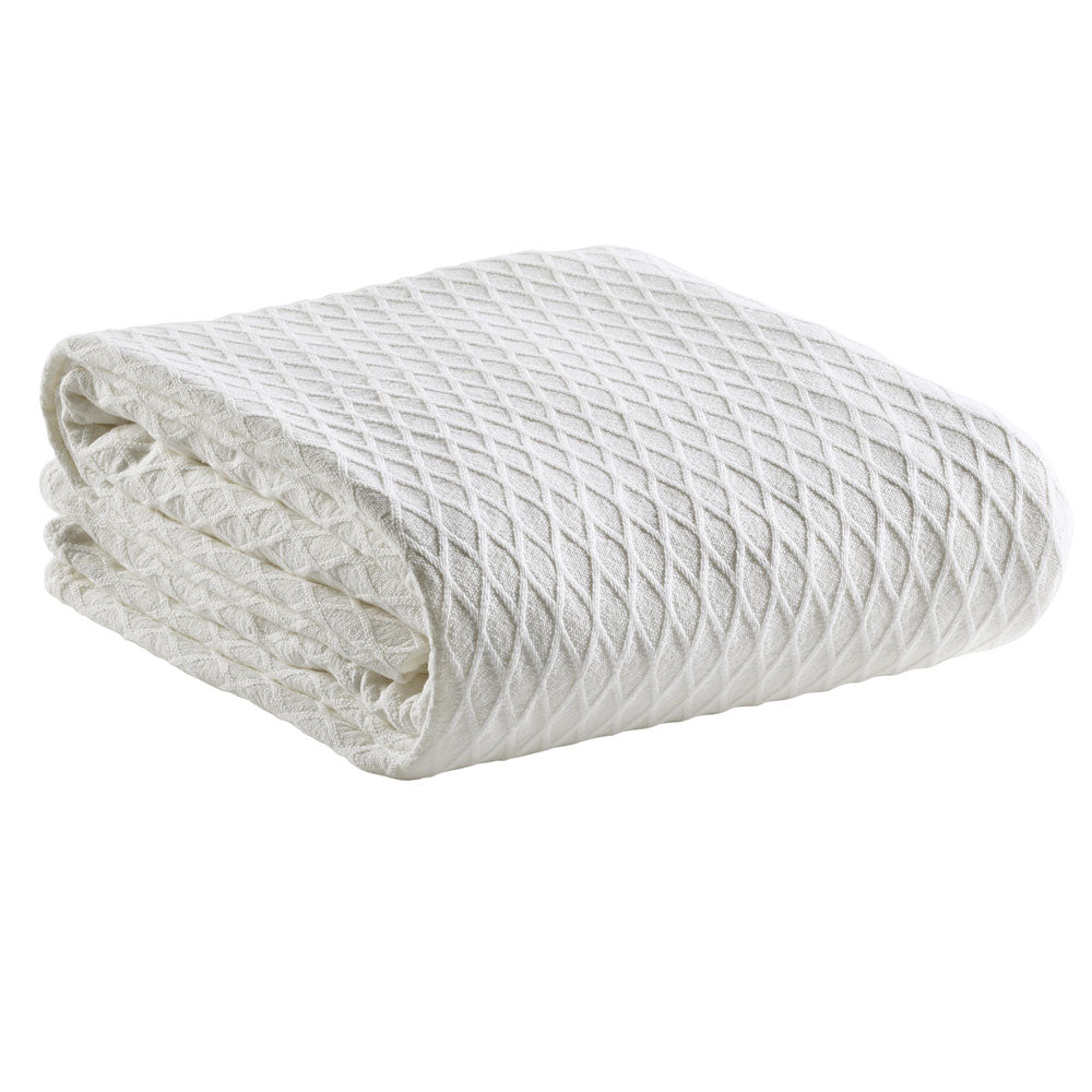 Gosford White 100% Cotton Blanket  | Single / Double Bed