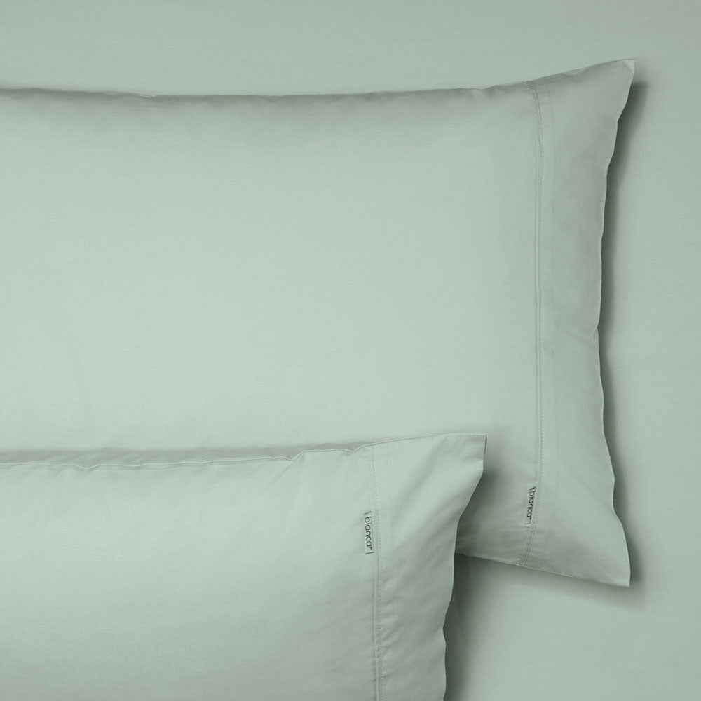 Heston 100% Cotton Percale Fitted Sheet & Pillowcase Combo 300TC Sage | Double Bed