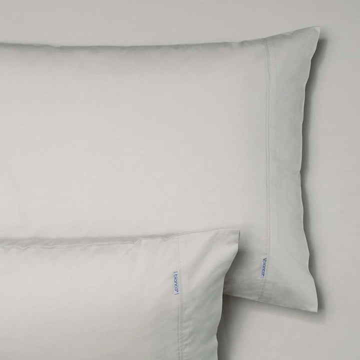 Heston 100% Cotton Percale Fitted Sheet & Pillowcase Combo 300TC Silver | Super King 50cm