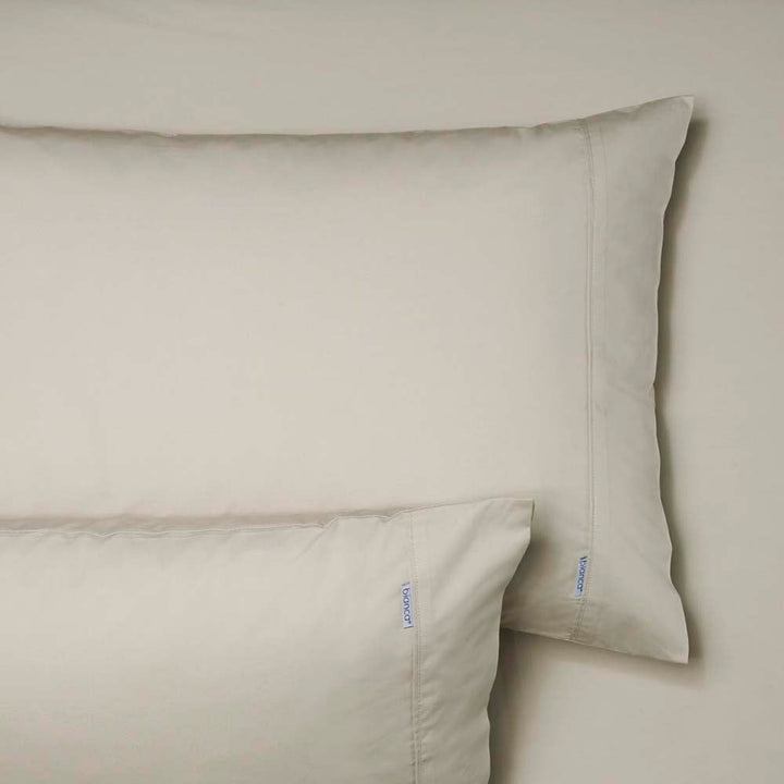 Heston 100% Cotton Percale Fitted Sheet & Pillowcase Combo 300TC Stone | King Bed