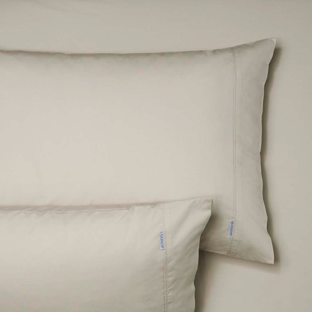 Heston 100% Cotton Percale Fitted Sheet & Pillowcase Combo 300TC Stone | King Single Bed