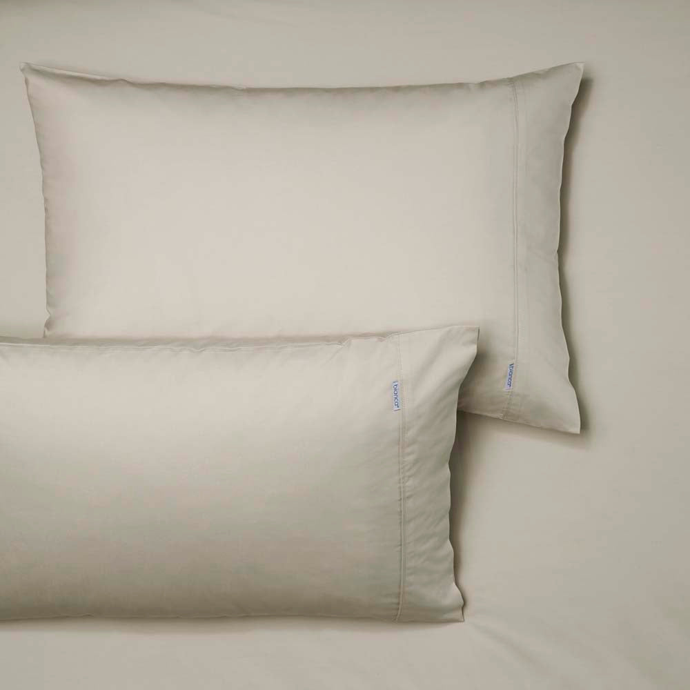 Heston 100% Cotton Percale Fitted Sheet & Pillowcase Combo 300TC Stone | Single Bed