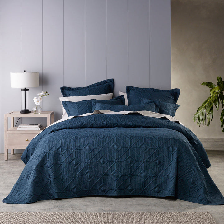 Kazimir Navy Coverlet Set | Queen / King Bed