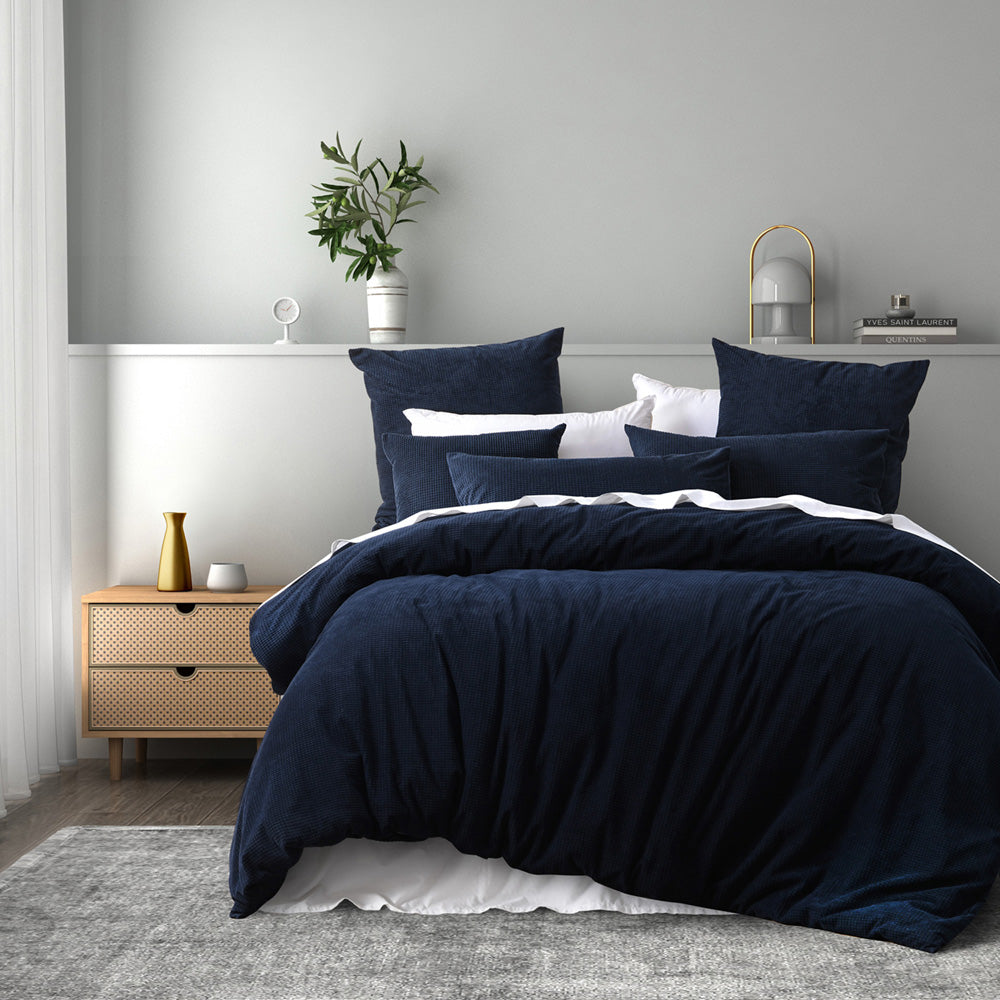 Lebron Indigo Quilt Cover Set | Queen Bed