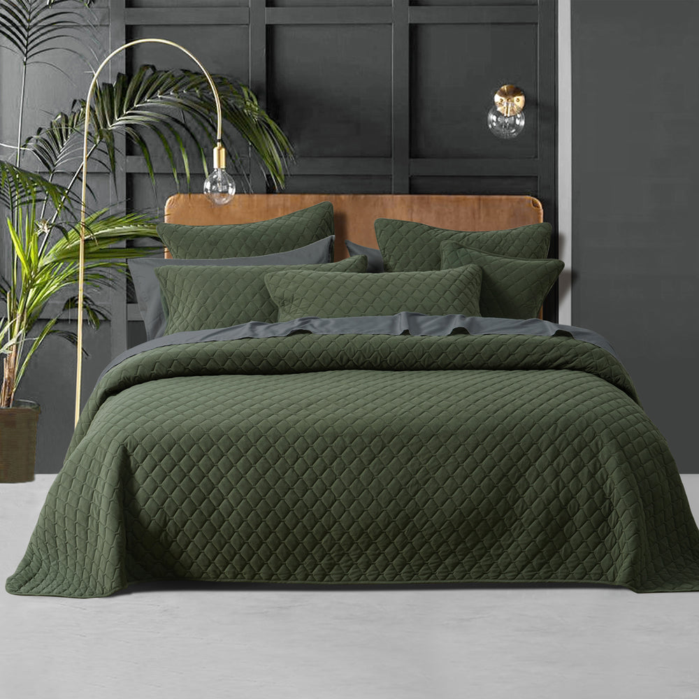 Lester Olive Coverlet Set | Single / Double Bed