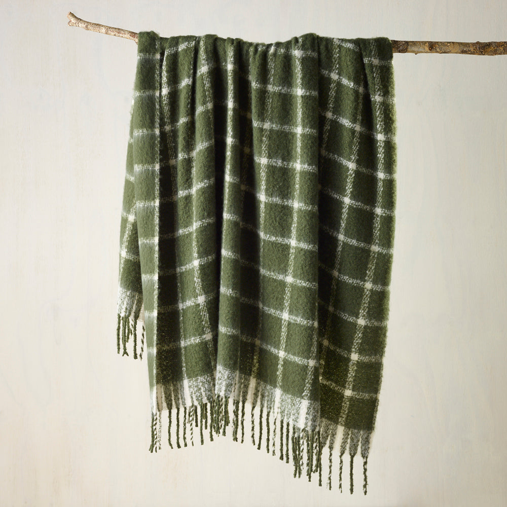 Maldon Faux Mohair Forest Green Throw