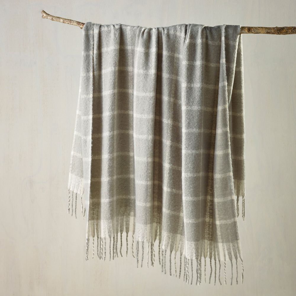 Maldon Faux Mohair Silver Throw