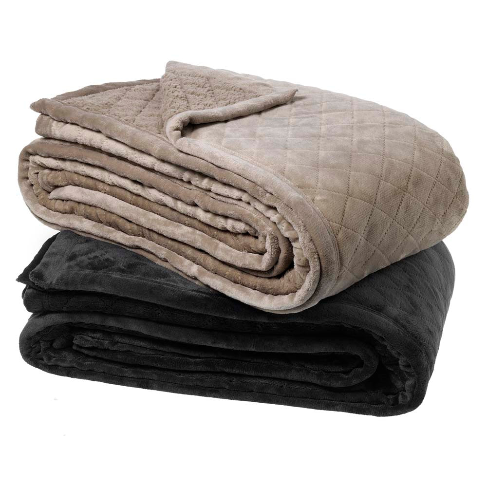 Mansfield Sherpa Velvet Blanket Charcoal | Queen / King Bed