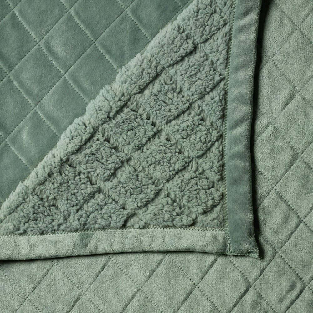 Mansfield Sherpa Velvet Blanket Sage | Super King