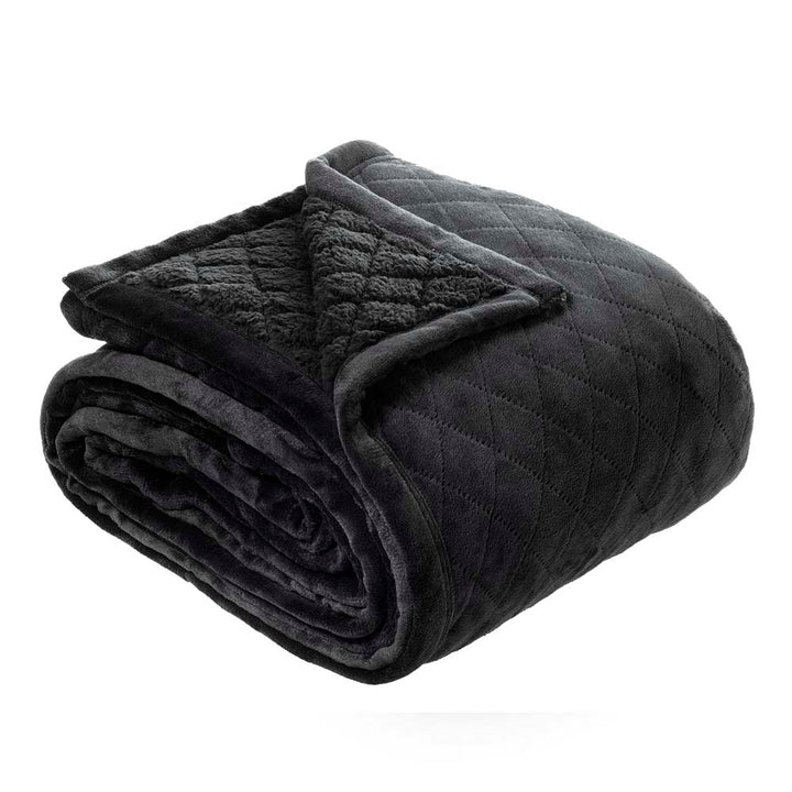 Mansfield Sherpa Velvet Blanket Charcoal | Super King