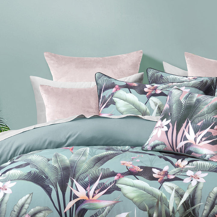Mika Green Quilt Cover Set | King Bed