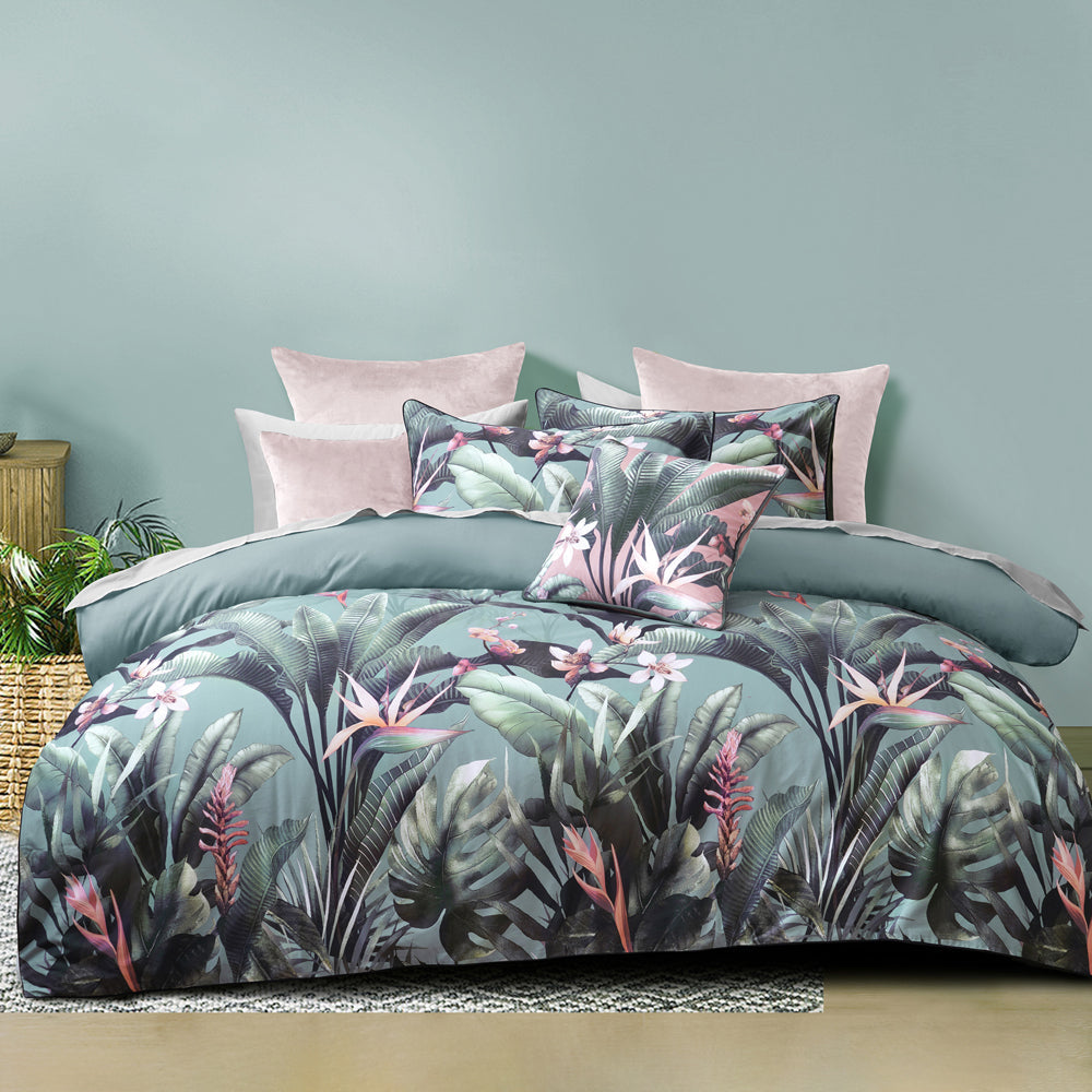 Mika Green Quilt Cover Set | King Bed