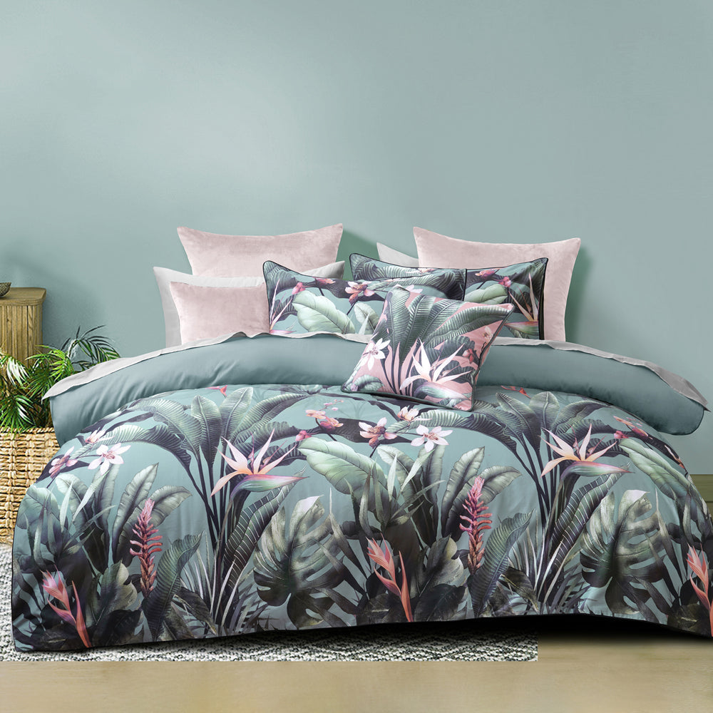 Mika Green Quilt Cover Set | Double Bed