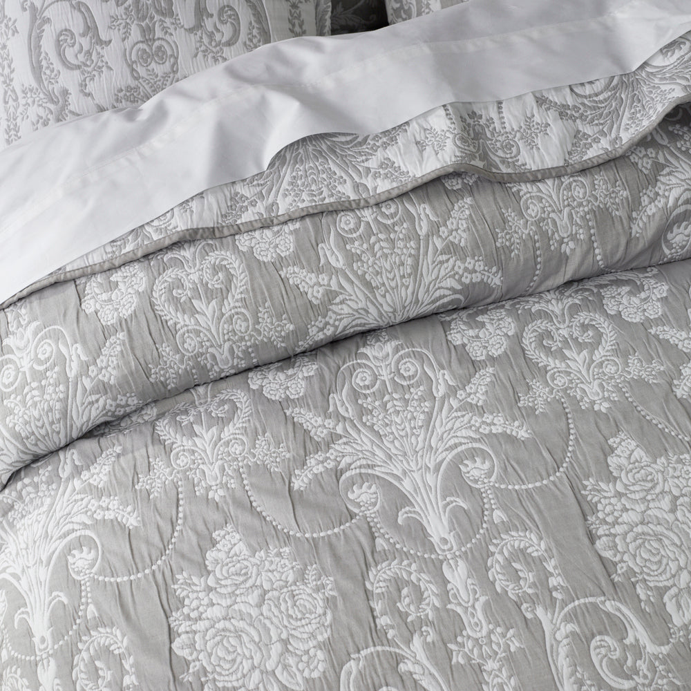 Olivia Grey Coverlet Set | Queen / King Bed
