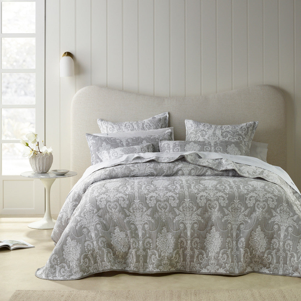 Olivia Grey Coverlet Set | Queen / King Bed