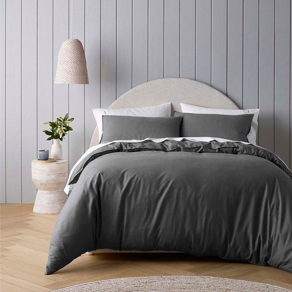 Riviera Charcoal Quilt Cover Set | Single Bed