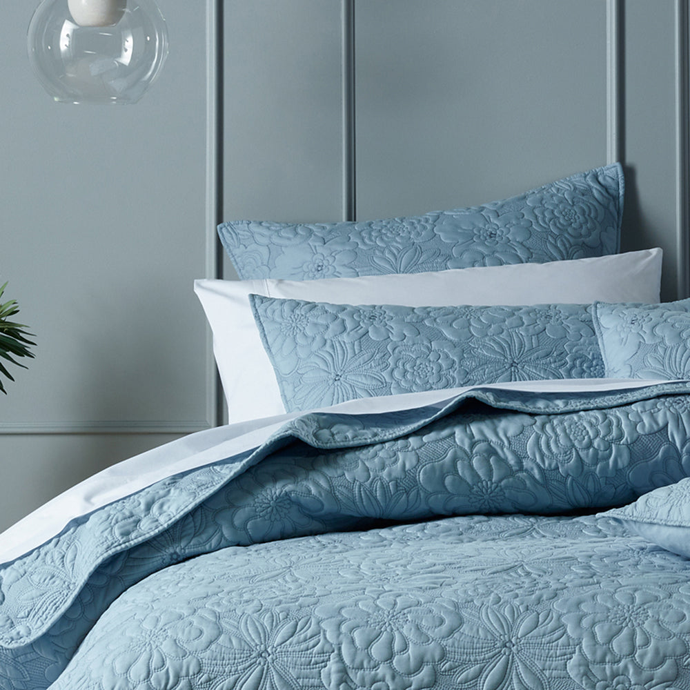 Sabrina Blue Bedspread Set | Queen Bed