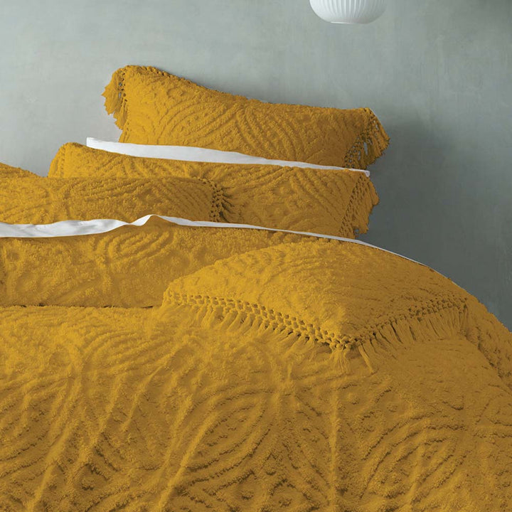 Savannah Mustard Quilt Cover Set | Queen Bed