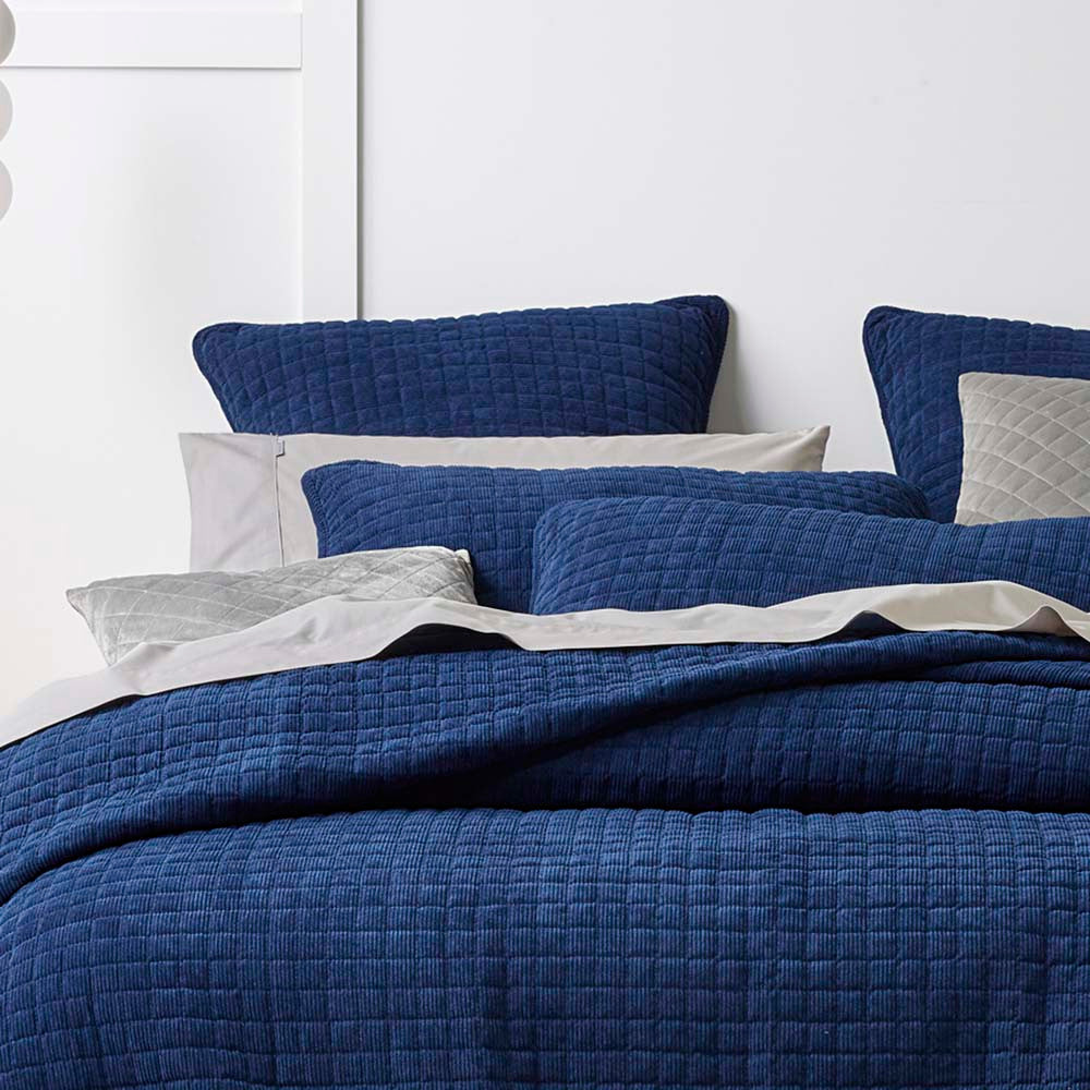 Turin Indigo Coverlet Set | Queen / King Bed