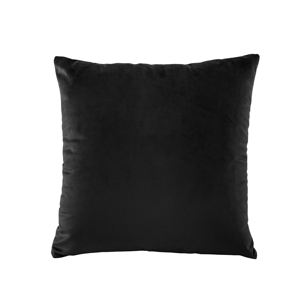 Vivid Black Velvet Square Filled Cushion