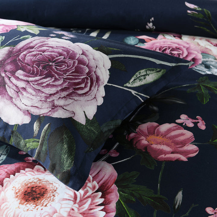 Zinnia Navy Quilt Cover Set | Queen Bed