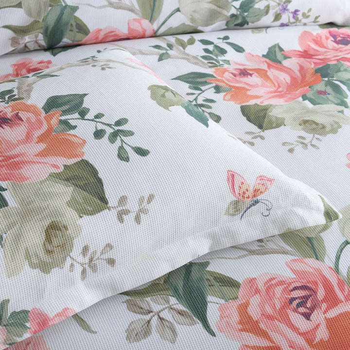 English Rose White Quilt Cover Set | Queen Bed