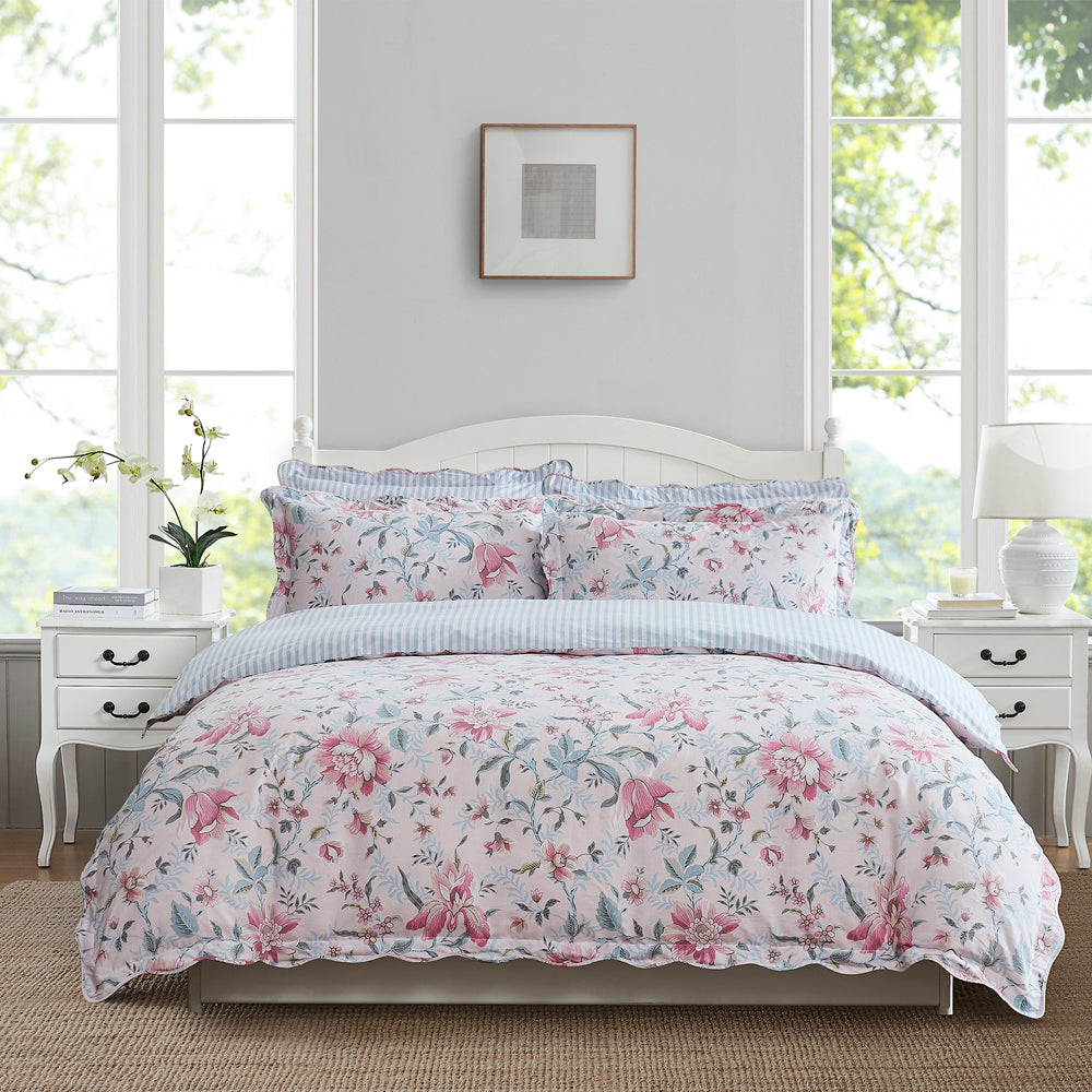 Editas Garden Blush Pink Quilt Cover Set | Double Bed