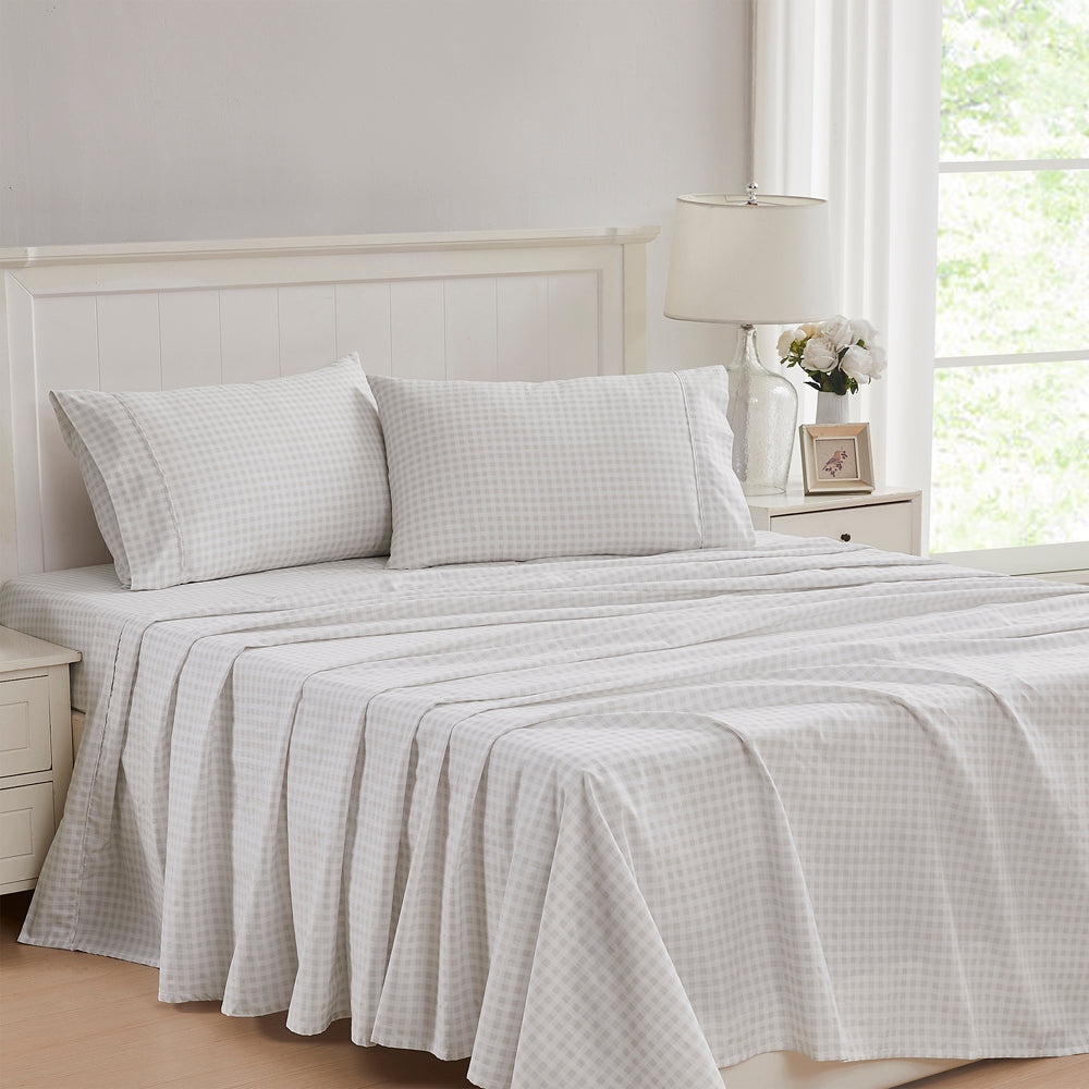 Gingham Stone Sheet Set | Double Bed