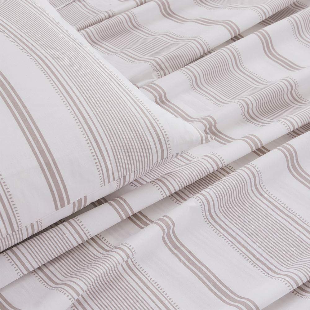 Heacham Stripe Truffle Sheet Set | King Bed