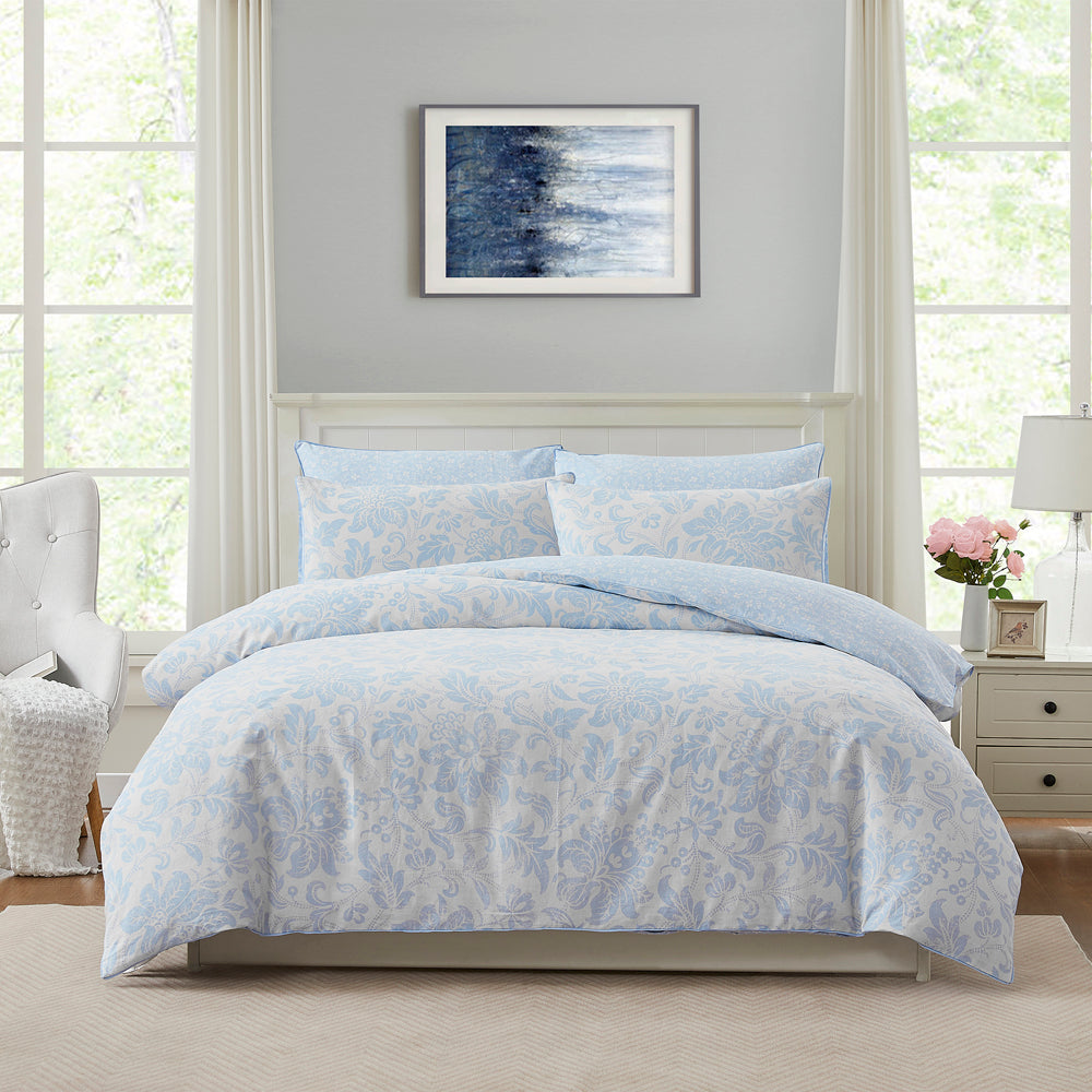 Percy Sky Blue Quilt Cover Set | Double Bed