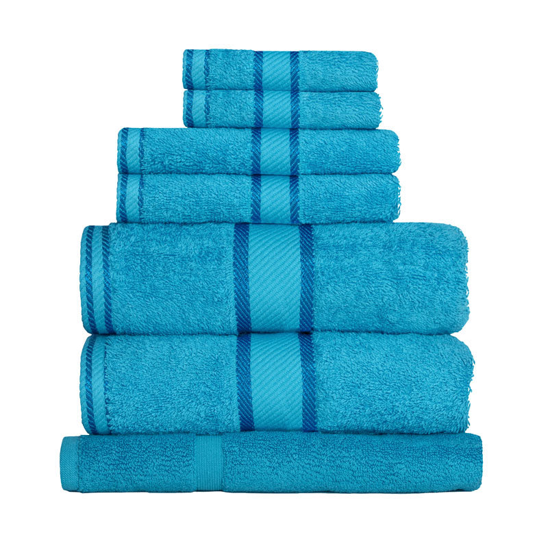 Kingtex 100% Combed Cotton 7pc Bath Sheet Set Aqua | My Linen