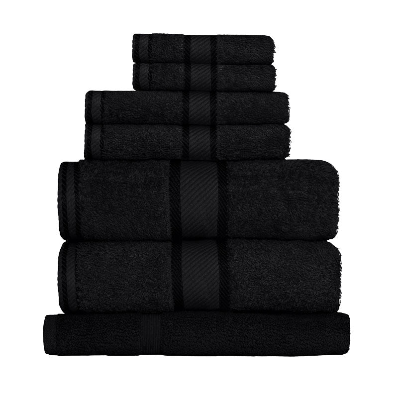 Kingtex 100% Combed Cotton 7pc Bath Sheet Set Black | My Linen