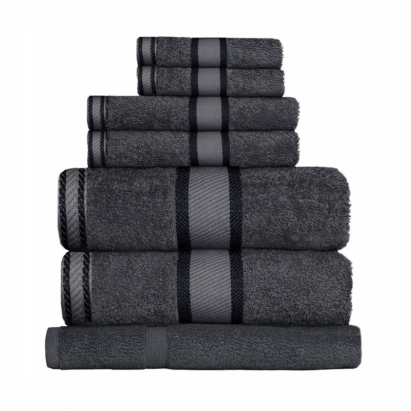 Kingtex 100% Combed Cotton 7pc Bath Sheet Set Charcoal | My Linen