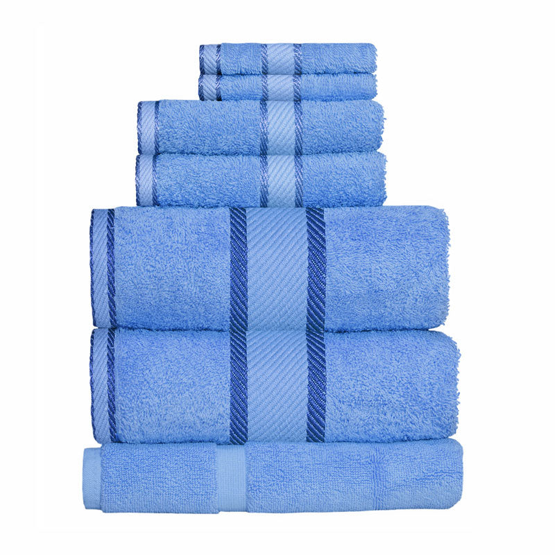 Kingtex 100% Combed Cotton 7pc Bath Sheet Set Mid Blue | My Linen