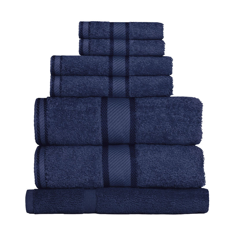Kingtex 100% Combed Cotton 7pc Bath Sheet Set Navy | My Linen