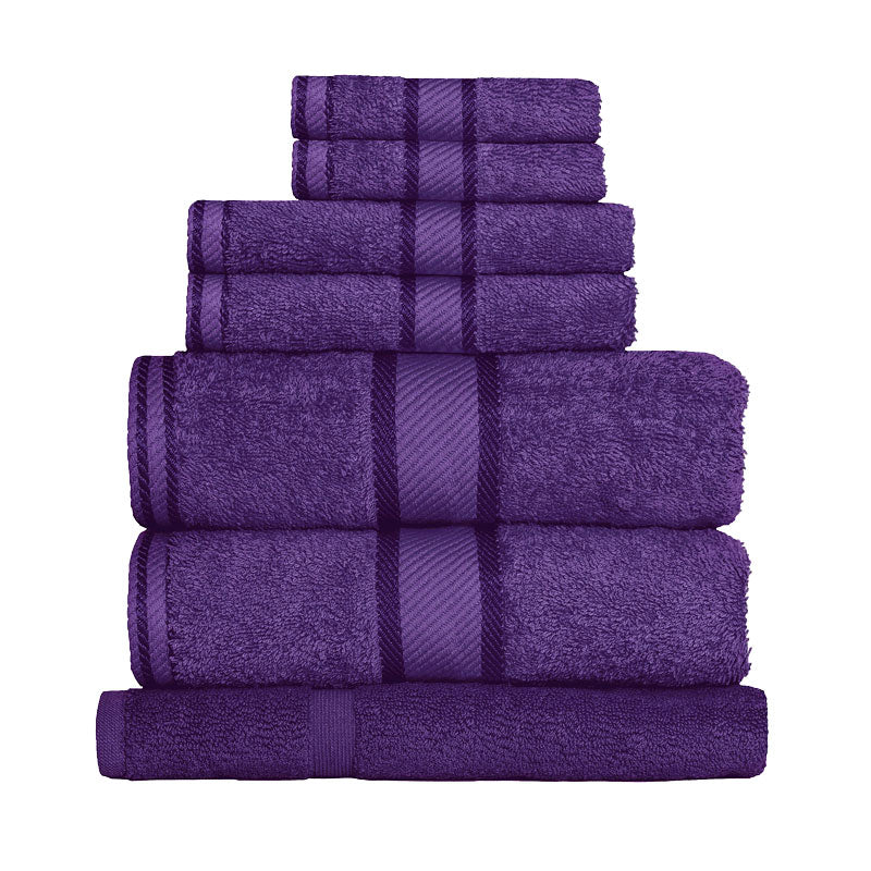 Kingtex 100% Combed Cotton 7pc Bath Sheet Set Purple | My Linen